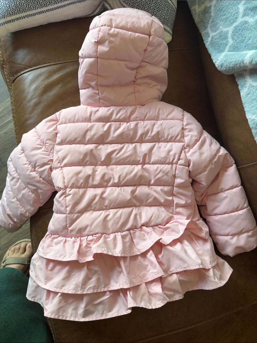Gymboree Light Pink Hooded Ruffle-Trim Puffer Coat